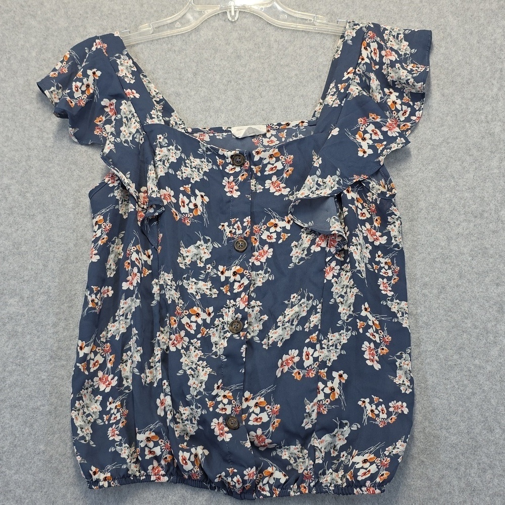 Sienna Sky Navy Floral Ruffle Blouse